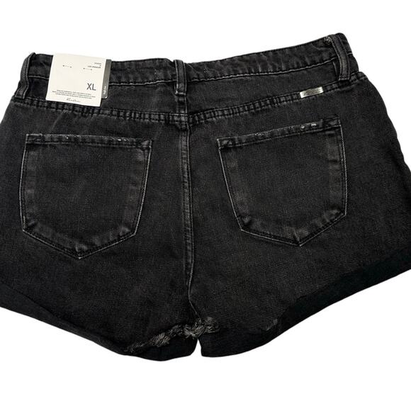 NWT Kancan Black Highrise Distressed Denim Shorts Womens Size XL - Picture 2 of 8